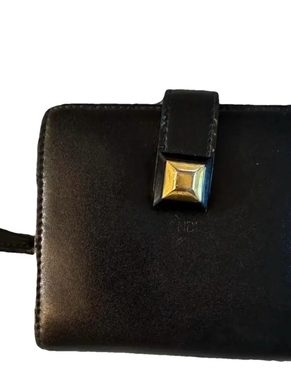 Fendi Black Leather Bifold Wallet, Taupe Interior, Gold Hardware, with Box